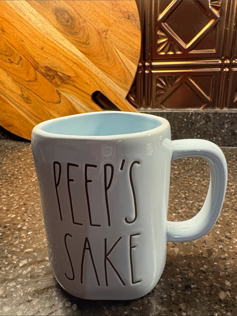 Rae Dunn Light Blue 'Peep's Sake' Ceramic Mug